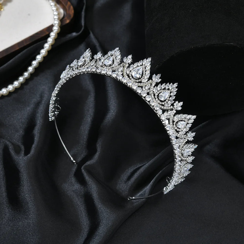 Wedding Hair Accessories Crystal Zircon Tiaras and Crowns CZ Zirconia Headband For Brides Princess Queen Diadem Bridal Jewelry