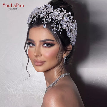 YouLaPan HP453 Trendy Bridal Headband Wedding Crown Hair Accessories Bride Hair Ornaments Crystal Headdress Prom Tiara for Women