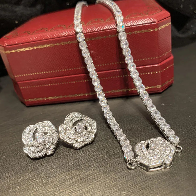 High Quality Flower Zircon Bridal Earrings CZ Cubic Zirconia Wedding Earring For Women Brides Accessories Birthday Gift Jewelry