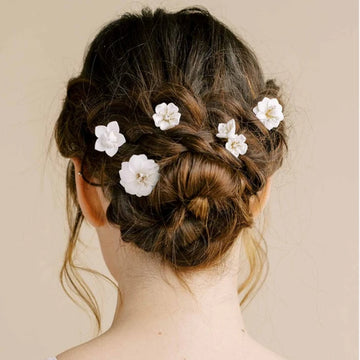 Wedding Accessories Silver Color Head Pieces Women Hair Pin Clip For Brides Girl Party Porcelain Flower Hairpin Bridal Jewelry