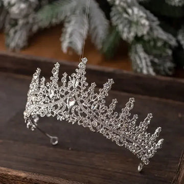 Acessórios para cabelos da coroa de cristal branco de luxo coreano