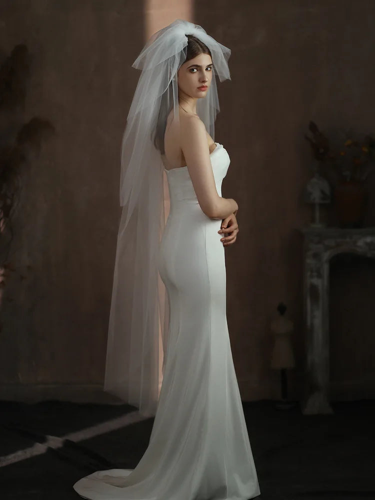 Bridal Veil White Lace Wedding Veils For Evening Dinner Party Dress Women Gift Hair Accessories Brides Jewelry