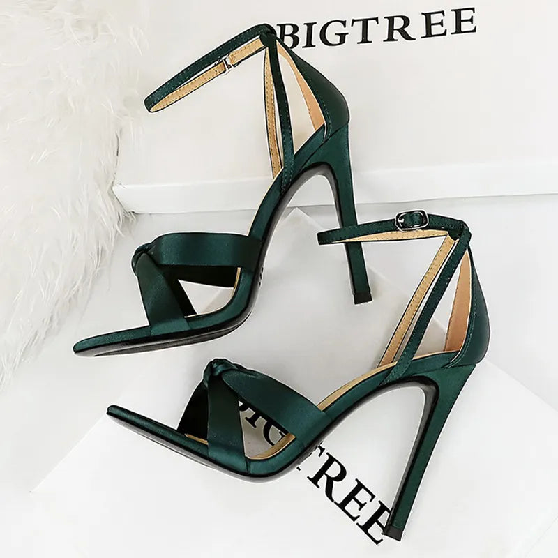 Stilettos 11cm satin women pumps sexy high heels hollow out lady summer sandals party wedding shoes – Pollyanna Events