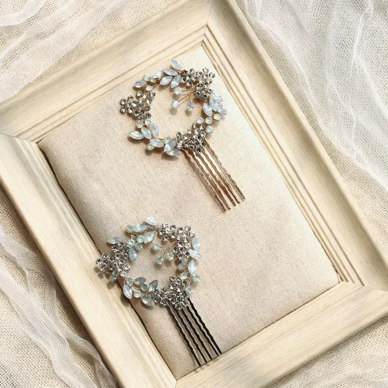 Gold Silver Color Hair Pin Clip Crystal Head Piece For Bride Bridesmaids Women Opal Hairpin Bridal Jewelry Wedding Accessories