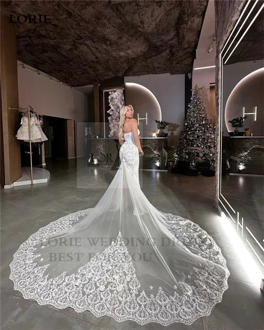 Ivory kant zeemeermin trouwjurken lieverd nek bruid jurk 2024 Vestidos de novia vintage applices trouwjurken plus
