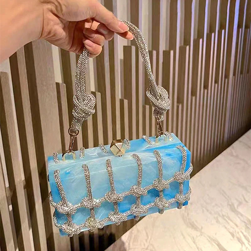 JIOMAY Luxury Rhinestone Purses For Women Brand Fashion Designer Handbags Marbling Evening Clutch Versatile Party Rhinestone Bag