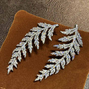 High Quality Leaf AAA Zircon Bridal Earrings CZ Cubic Zirconia Wedding Earring For Bride Women Accessories Jewelry Birthday Gift