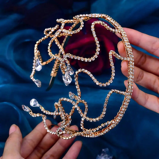 Party Queen Vintage Temperament Elegant Fairy Banquet Hair Accessories Bride Crown Crystal Headband Wedding Tiara
