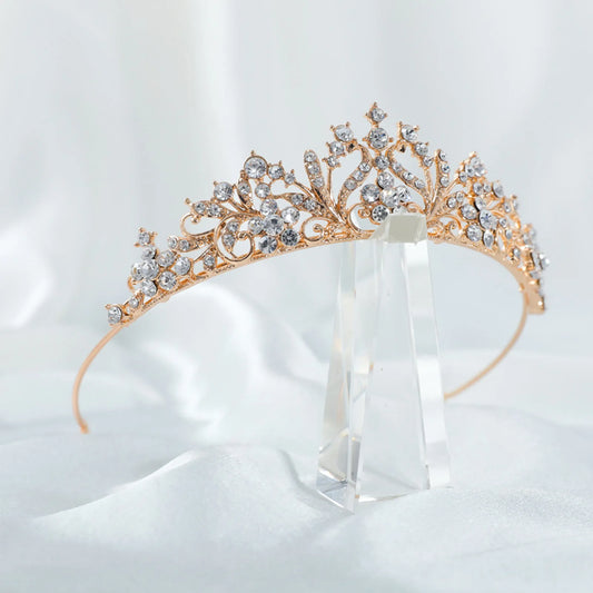 Sparkling Rimestones Tiaras and Crowns Bride Wedding Hair Accessoires de fleur de cristal brillant Bandeau de coiffure Noiva Jewelry
