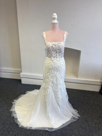 Customized Women's White Elegant Romantic 2026vestido De Novia Square Collar Decal Lace Backless Design Wedding Dresses