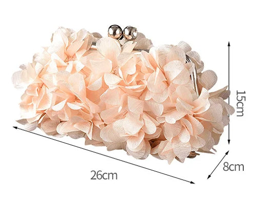 Satin Petal Evening Embrague Bolship Designer Cena Derecho Boda Flor Purse Al por mayor