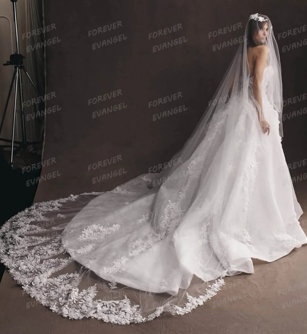 Charming Wedding Dresses Woman's Sexy A Line Appliques Bridal Ball Gowns Sweep Train Tulle Vestidos De Novia Customized 2026