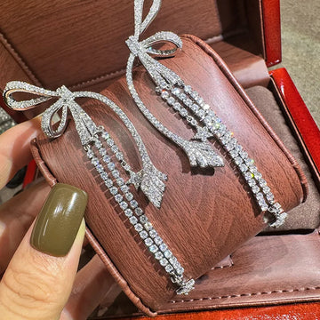 Star Long AAA Zircon Bridal Earrings CZ Cubic Zirconia Wedding Earring For Brides Accessories Women Birthday Gift Jewelry