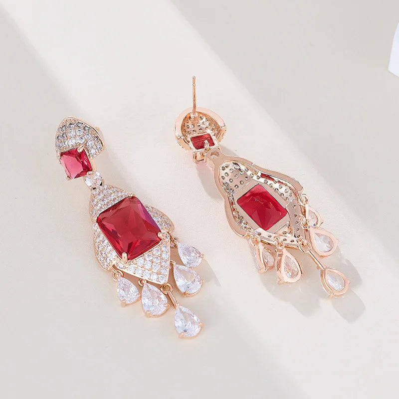 Vintage AAA Zircon Bridal Earrings CZ Cubic Zirconia Wedding Earring For Women Brides Accessories Dinner Party Dress Jewelry