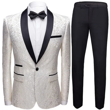 Calça de casaco de 2 peças de 2 peças conjunto de noivo de luxo para festa de noiva high end personaliza slim fit lapela blazer jaqueta masculina as calças masculinas
