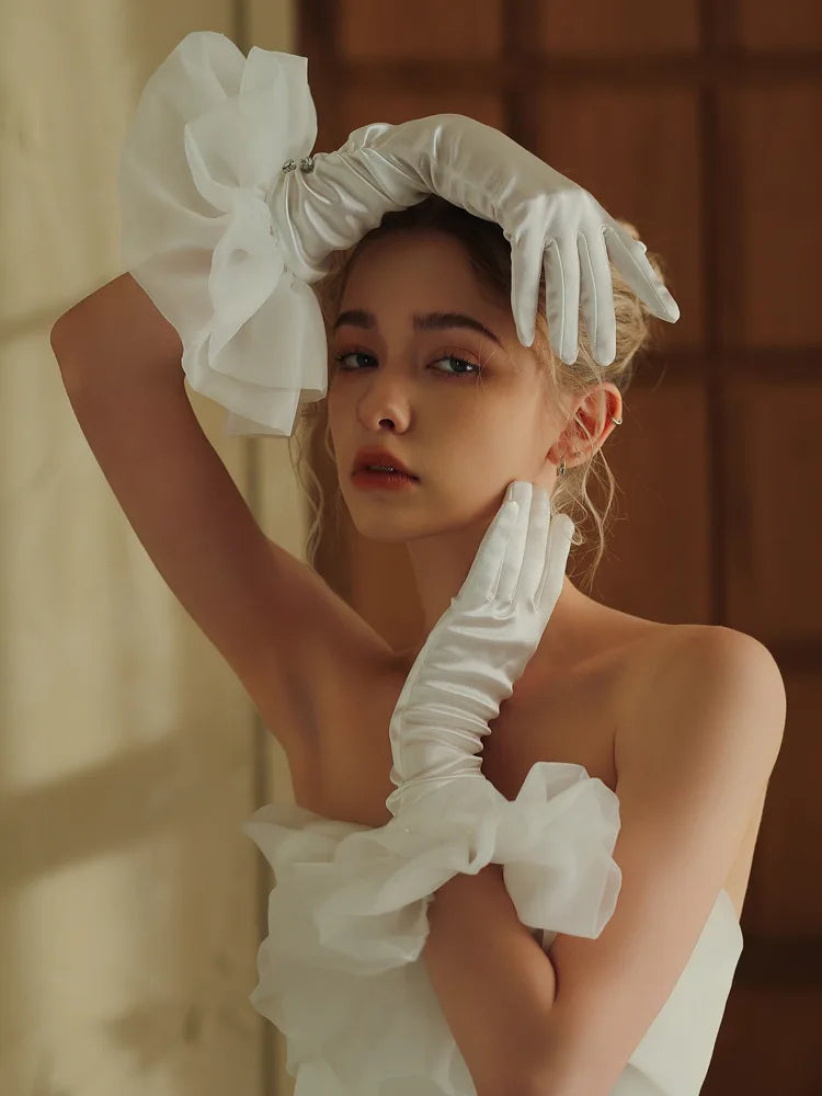 White Bridal Gloves Vintage Long Wristband Wedding Glove For Women Girl Gift Party Dinner Dress Jewelry Bride Accessories