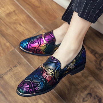 Luxury Brand Loafers Slip-on Fashion Colorful Leather Shoes British Style Moccasins Soft Sole Comfortable Wedding Ball Shoes