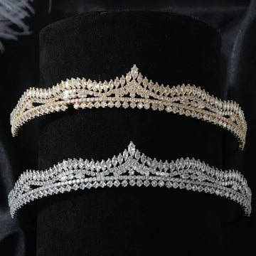 AAA Zircon Tiara Crown Zirconia Diadem Women Brides Princess Queen Headpiece Headband Wedding Accessories Bridal Hair Jewelry