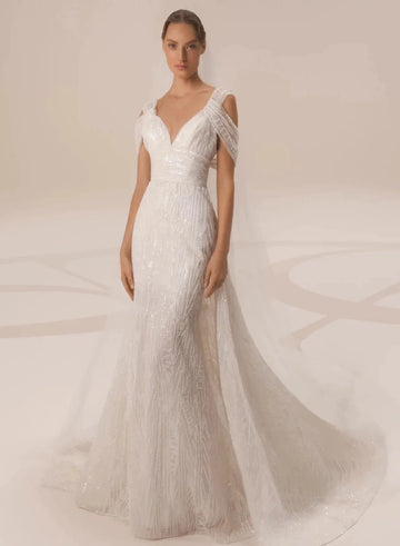 Customized Sweetheart Mermaid Elegant Wedding Dresses Detachable Train Robe De Mariee Off The Shoulder Vestido De Novia